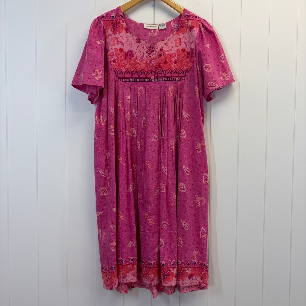 Vintage Fundamentals Mumu House Dress Women Size M Retro Grannycore Cottage Cozy